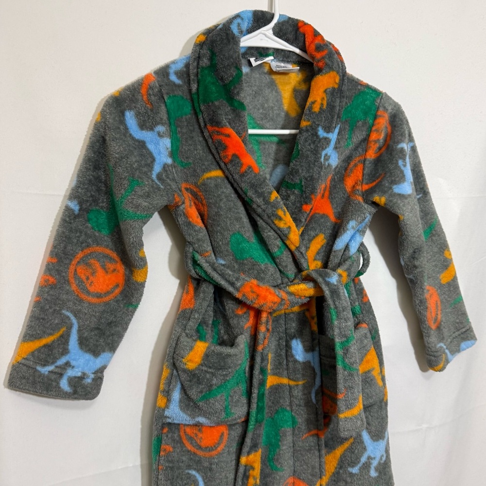 Jurassic World Kids Fleece Robe Dinosaur Print - Boys Size 6/7 - Picture 3 of 14